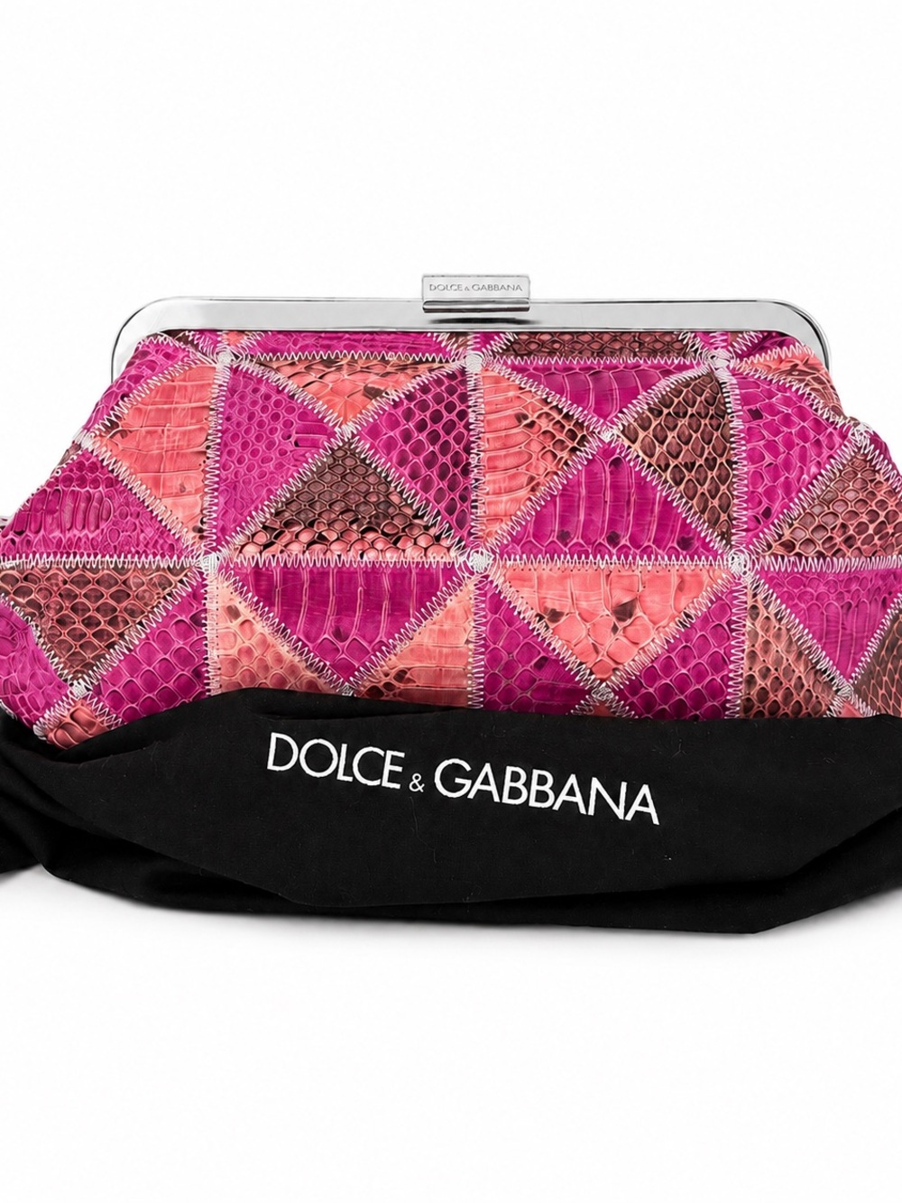 Dolce & Gabbana • Multicolor Python Style Patchwork Chain Purse/Clutch - Picture 13 of 14